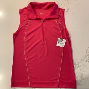 PureSILVER Pink Sleeveless Zip Athletic Top NWT